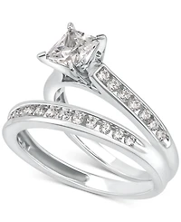 Diamond Princess-Cut Channel-Set Bridal Set (1-1/2 ct. t.w.) in 14k White Gold