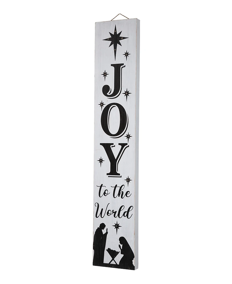 Glitzhome Lighted Wooden Nativity Porch Sign, 42"
