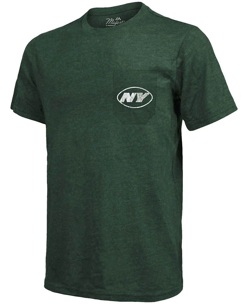 New York Jets Tri-Blend Pocket T-shirt - Heathered Green