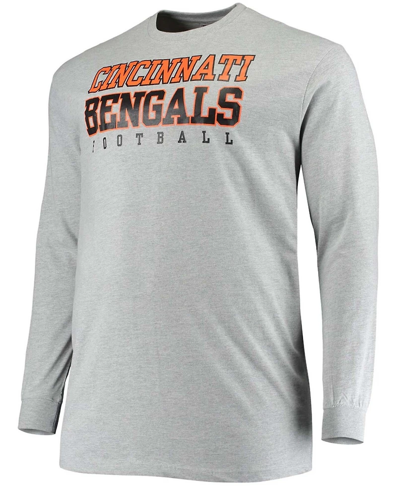 Men's Big and Tall Heathered Gray Cincinnati Bengals Practice Long Sleeve T-shirt