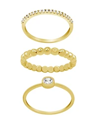 and Now This Gold Plated 3-Piece Clear Cubic Zirconia Band Ring Set