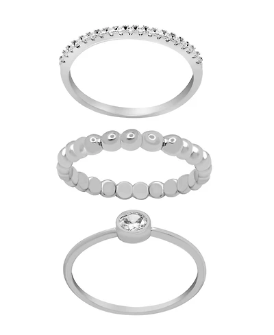 and Now This Gold Plated 3-Piece Clear Cubic Zirconia Band Ring Set