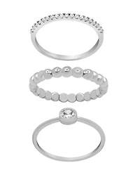 and Now This Gold Plated 3-Piece Clear Cubic Zirconia Band Ring Set