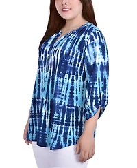 Ny Collection Plus Size Knit 3/4 Sleeve Roll Tab Top