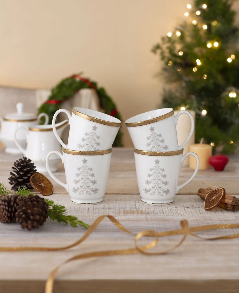 Charlotta Holiday Tree Mugs, Set of 4