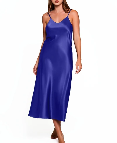 iCollection Women's Victoria Long Satin Lingerie Gown with Low Back