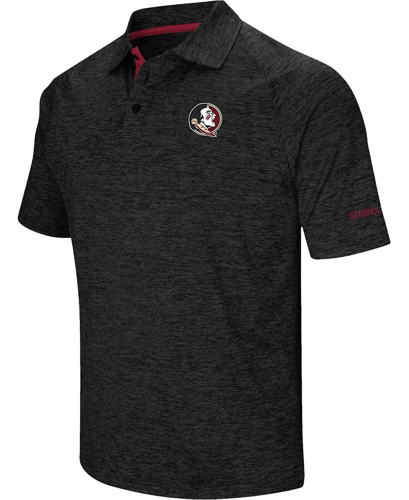 Men's Colosseum Heather Black Florida State Seminoles Down Swing Polo Shirt