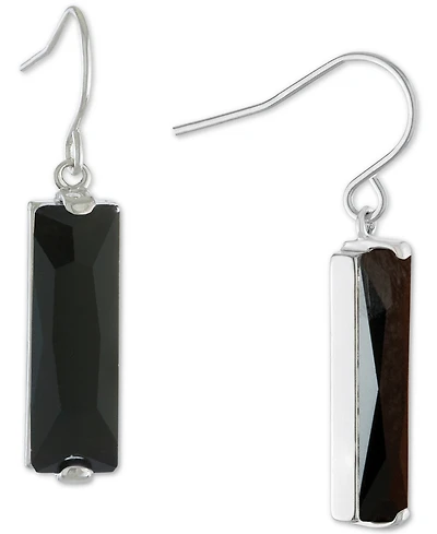 Color Crystal Rectangle Drop Earrings Sterling Silver