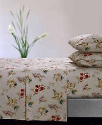 Tribeca Living Leilani Floral Flannel Extra Deep Pocket 4 Piece Sheet Set, California King