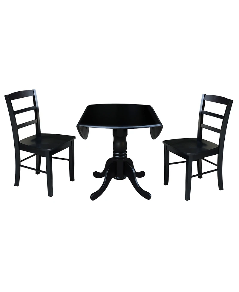 42" Dual Drop Leaf Table with Ladder Back Dining Chairs