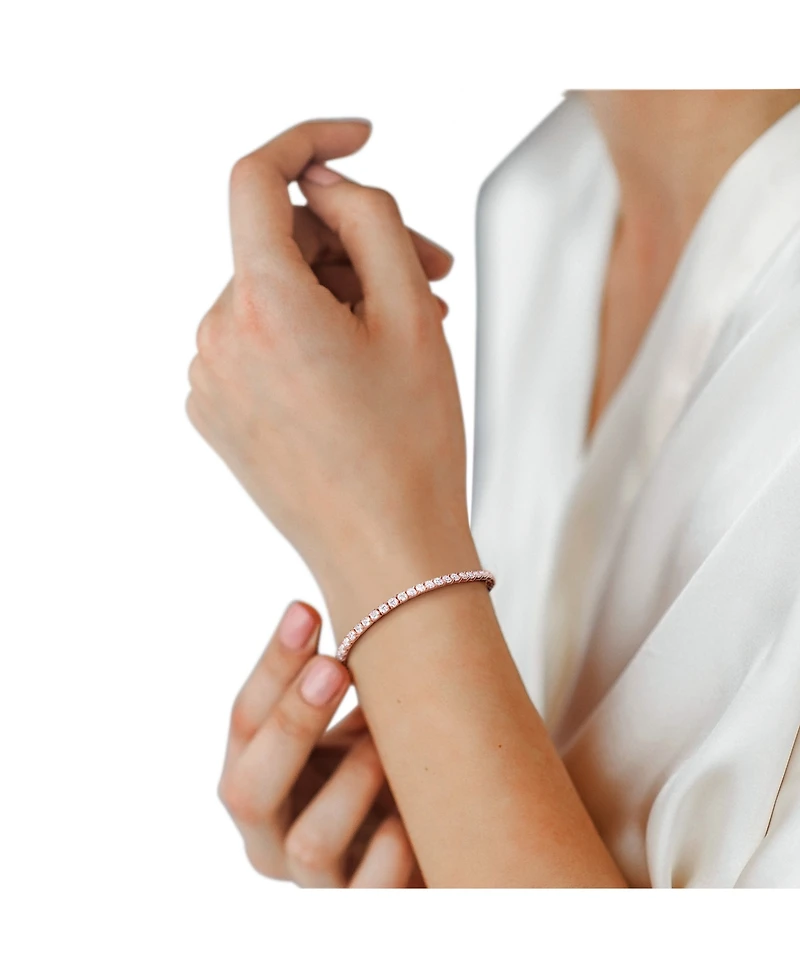 Lab-Grown Moissanite Tennis Bracelet (5-1/10 ct. t.w) in 18k Rose Gold-Plated Sterling Silver