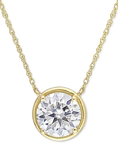 Lab-Grown Moissanite Solitaire 17" Pendant Necklace (2 ct. t.w.) in 10k Gold