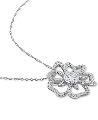 Lab-Grown Moissanite Openwork Flower 18" Pendant Necklace (1-1/10 ct. t.w.) in Sterling Silver