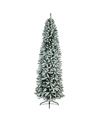 Slim Flocked Montreal Fir Artificial Christmas Tree with 400 Warm Led Lights and 1348 Bendable Branches, 8'