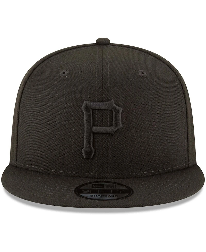 Pittsburgh Pirates Black On Black 9Fifty Team Snapback Adjustable Black Hat