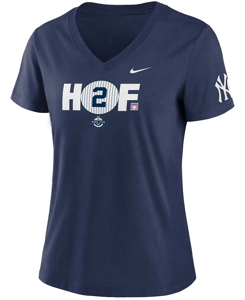 Women's Derek Jeter Navy New York Yankees Hof2 Tri-Blend V-Neck T-shirt