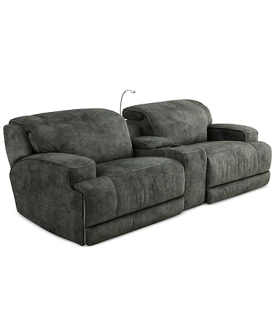 Sebaston 3-Pc. Fabric Sofa with 2 Power Motion Recliners and 1 Usb Console, Created for Macy's