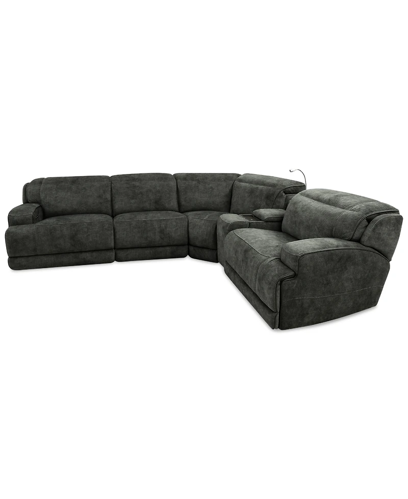 Sebaston -Pc. Fabric Sectional with Power Motion Recliners and 1 Usb Console