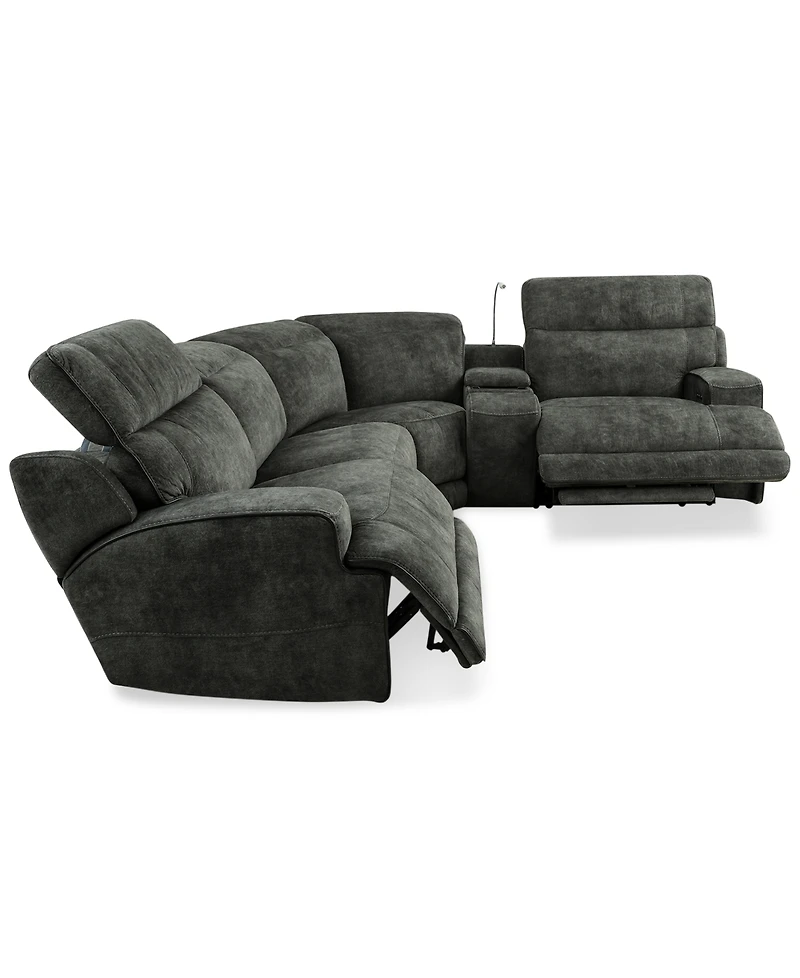 Sebaston -Pc. Fabric Sectional with Power Motion Recliners and 1 Usb Console