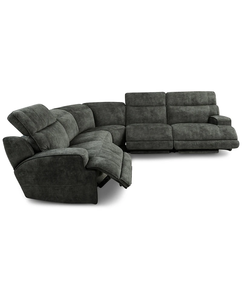 Sebaston 5-Pc. Fabric Sectional with 3 Power Motion Recliners, Created for Macy's