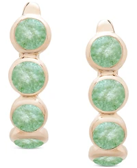 Onyx Leverback Hoop Earrings in 14k Gold-Plated Sterling Silver (Also Dyed Green Jade)