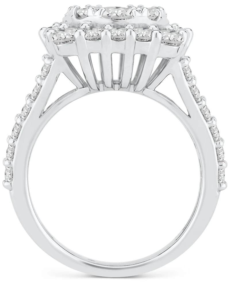 Diamond Halo Cluster Engagement Ring (3 ct. t.w.) in 14k White Gold