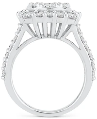Diamond Halo Cluster Engagement Ring (3 ct. t.w.) in 14k White Gold