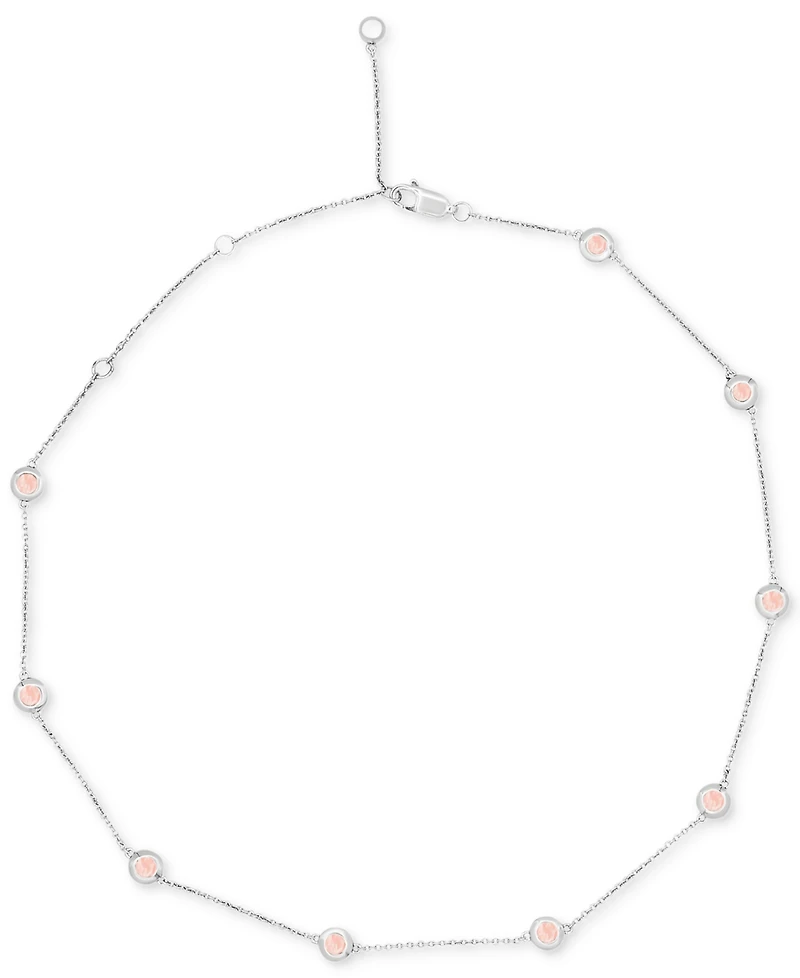 Mother-of-Pearl Station Collar Necklace in Sterling Silver, 17" + 1" extender