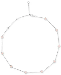 Mother-of-Pearl Station Collar Necklace in Sterling Silver, 17" + 1" extender
