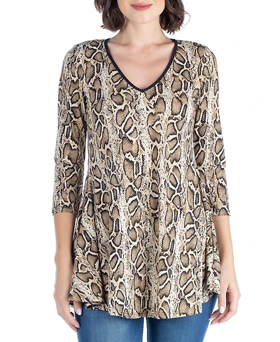 Women's Snake Print Three Quarter Sleeve Tunic Top