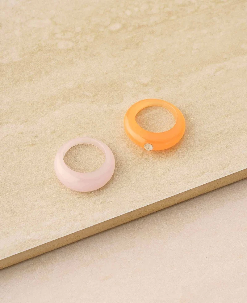 Ettika Orange and Pink Resin Ring Set