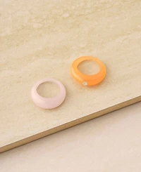 Ettika Orange and Pink Resin Ring Set