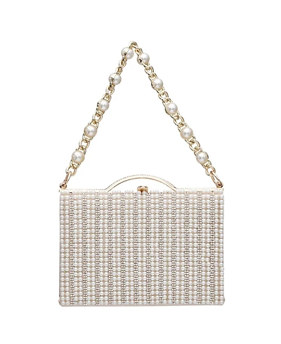 Nina Women's Imitation Pearl and Crystal Minaudiere