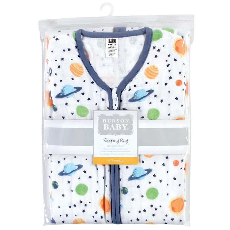 Hudson Baby Boys Unisex Muslin Cotton Sleep Vest