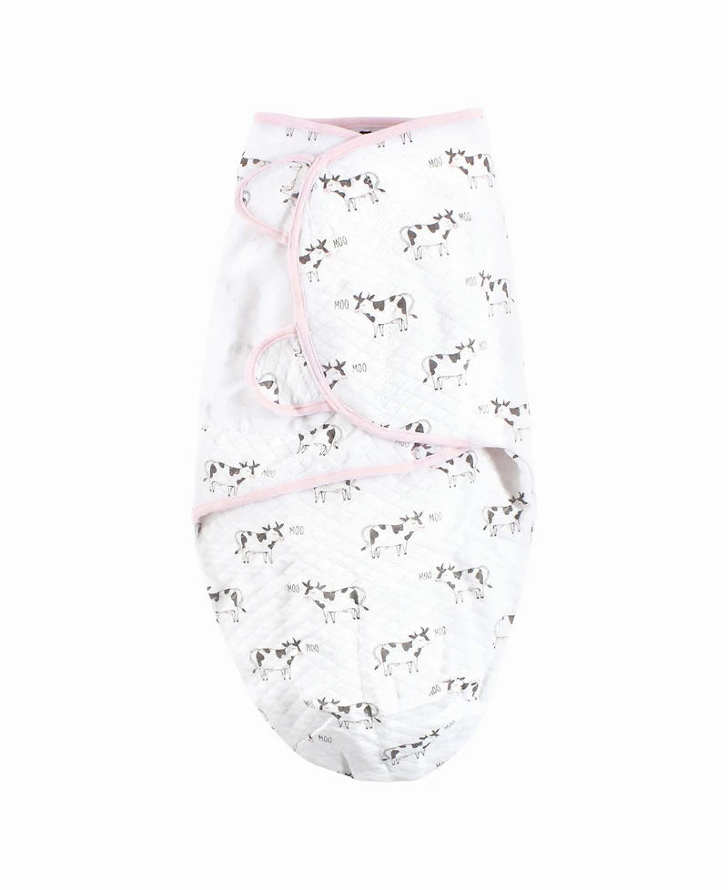 Hudson Baby Baby Girls Hudson Quilted Cotton Swaddle Wrap 3pk Farm Animals, 0-3 Months