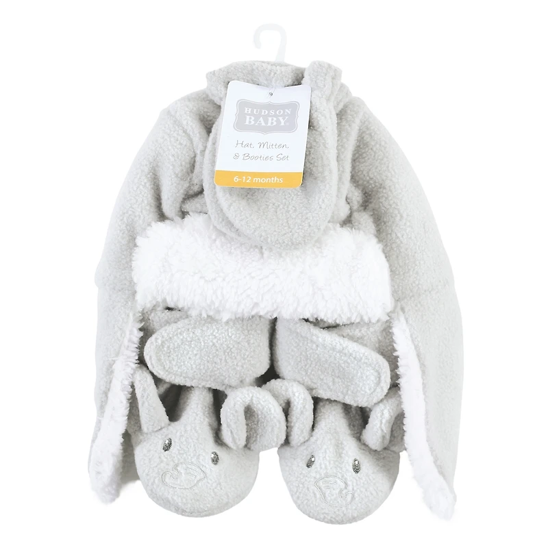 Hudson Baby Baby Boys Hudson Unisex Unisex Winter Warmth 3Pk Earflap Hat, Mittens & Plush Booties