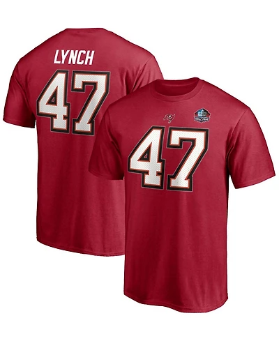 Men's John Lynch Red Tampa Bay Buccaneers Nfl Hall Of Fame Class Of 2021 Name and Number T-shirt