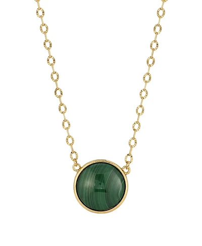 2028 Gold-Tone Malachite STone Necklace