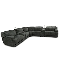 Sebaston -Pc. Fabric Sectional with 2 Power Motion Recliners and Usb Consoles
