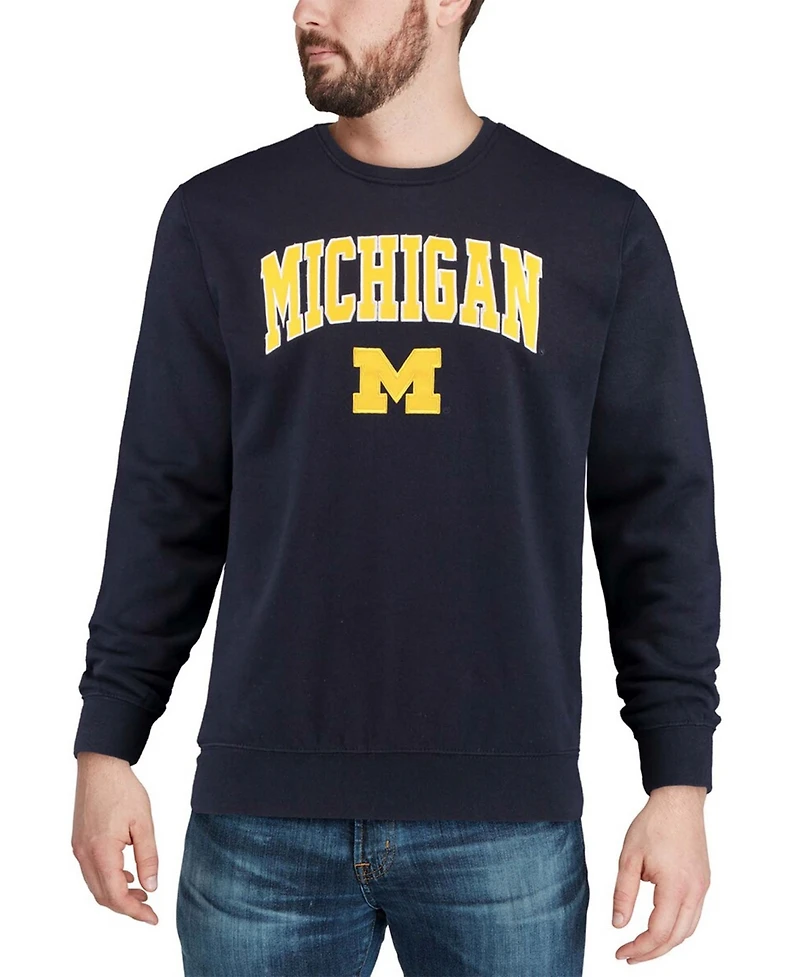 Colosseum Men's Michigan Wolverines Arch & Logo Crew Neck Sweatshirt