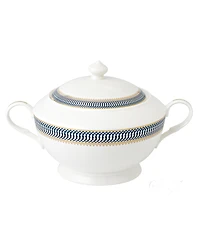 Lorren Home Trends La Luna Collection Bone China Soup Tureen and Lid, Sapphire Design