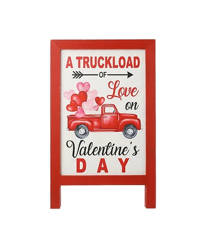 Glitzhome 24" Valentine's Wooden Truck Porch Sign and Standing Decor
