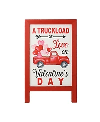 Glitzhome 24" Valentine's Wooden Truck Porch Sign and Standing Decor