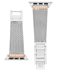 Anne Klein Women's Premium Crystal and Silver-Tone Stainless Steel Mesh Band designed for Apple Watch 42mm (Series 10) & 38/40/41mm