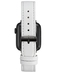 Anne Klein Women's White Genuine Leather Band Compatible with 42/44/45/Ultra/Ultra 2 Apple Watch