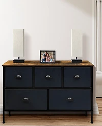 Sorbus 5 Drawers Dresser- Storage Unit with Steel Frame, Wood Top, Fabric Bins - for Bedroom, Closet, Office and more