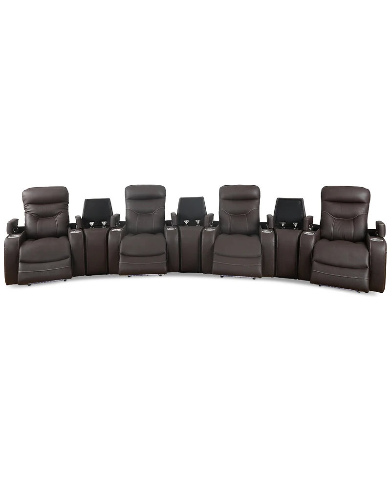 Jabarr 7-Pc. Beyond Leather Theater Seating with 3 Consoles, Created for Macy's