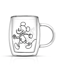 JoyJolt Disney Mickey and Pluto Aroma Glass Espresso Mugs, Set of 2