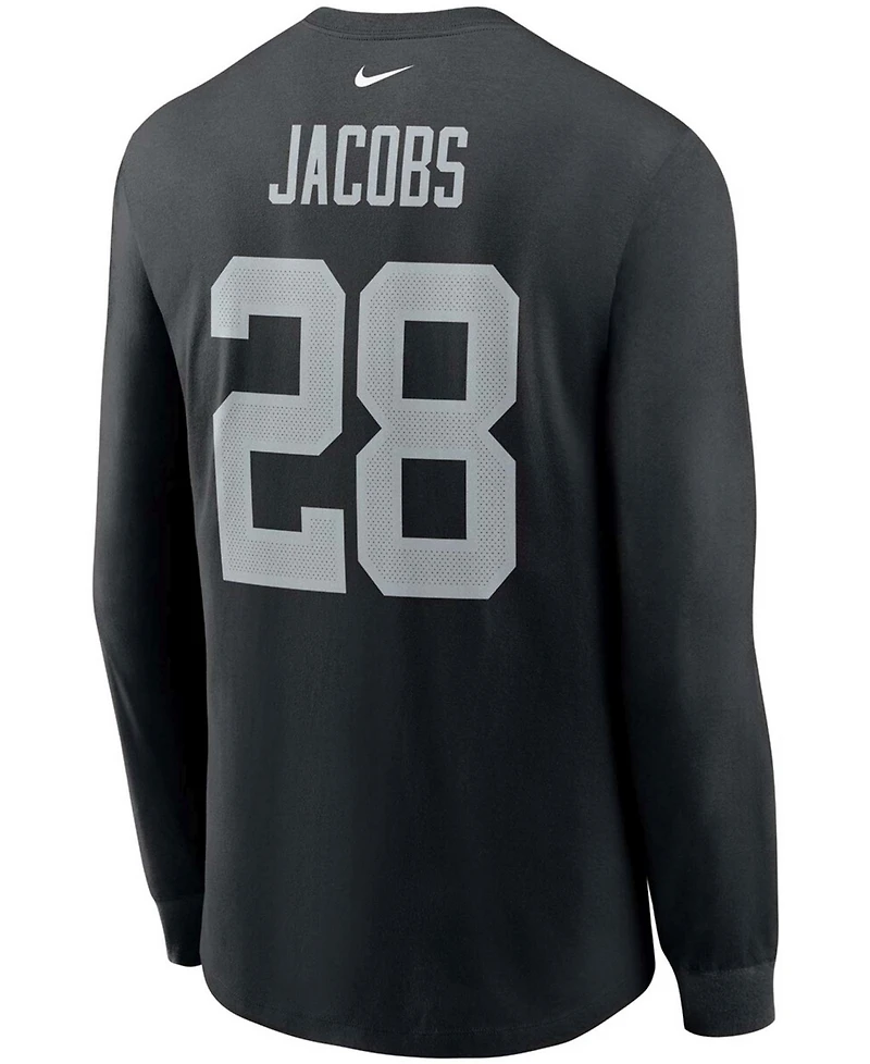 Men's Josh Jacobs Black Las Vegas Raiders Player Name and Number Long Sleeve T-shirt