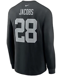 Men's Josh Jacobs Black Las Vegas Raiders Player Name and Number Long Sleeve T-shirt